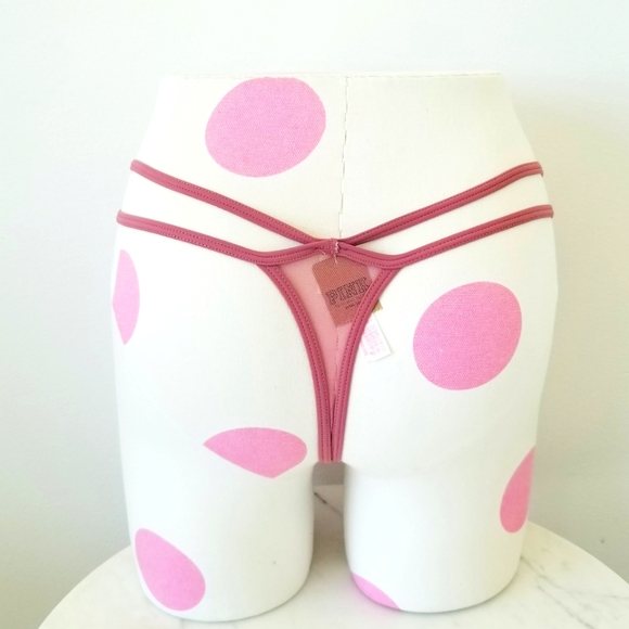 Victoria's Secret PINK Strappy String Thong Panty NWT Rhinestone Crystal's - Picture 3 of 9